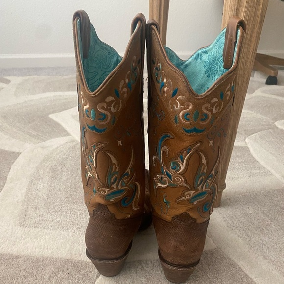 RARE Corral lizard brown and turquoise cowgirl boots - Picture 8 of 10
